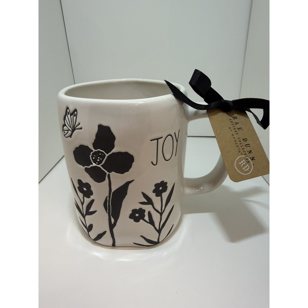 Rae Dunn Artisan Collection by Magenta "JOY" Ceramic Mug With Flowers